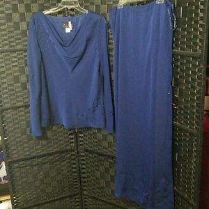 XL Alex Evenings Blue long sleeve evening dress